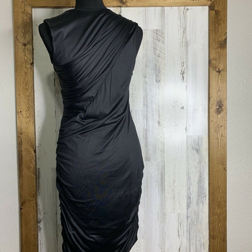 Christian Cota black gathered draped slim size 6 - Picture 2 of 7